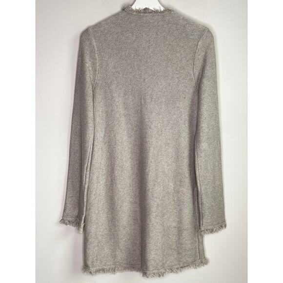 J.McLaughlin Parisse Fringed Button Up Textured Cardigan Sweater Oatmeal Women S - Picture 9 of 10